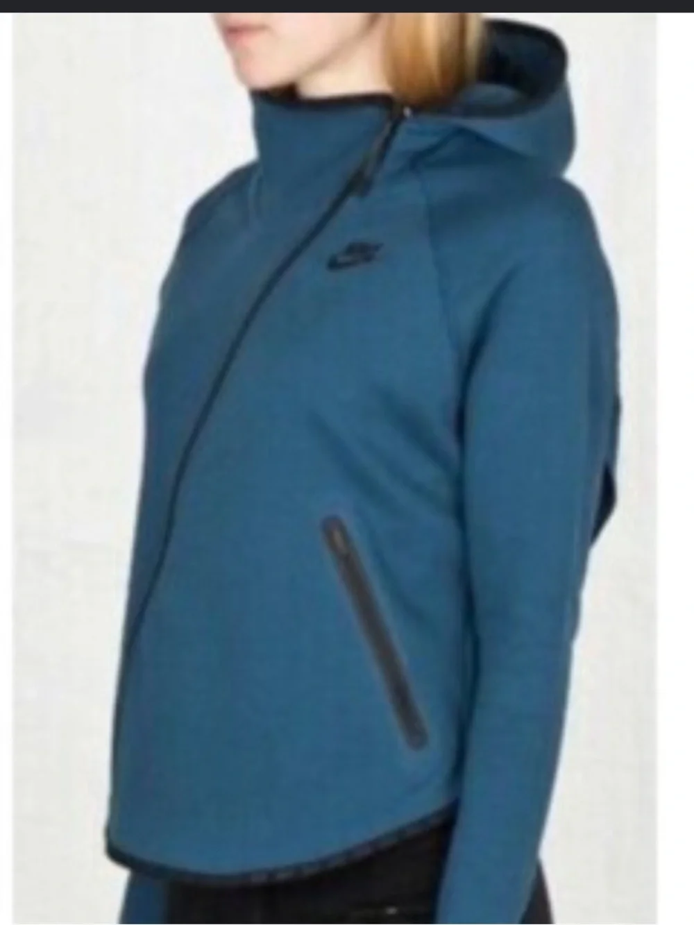 Nike Tech Fleece Buttertly Asymmetrical Full Zip Hoodie Hoodie Teal Blue